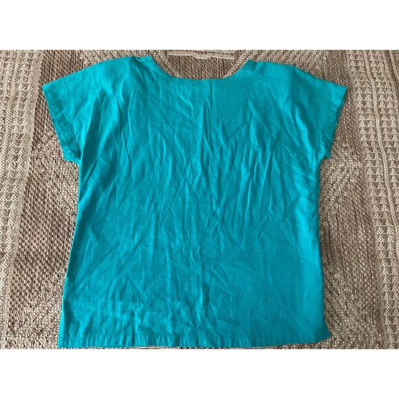 HARI 100% cotton aqua top Size Large - Picture 2 of 5